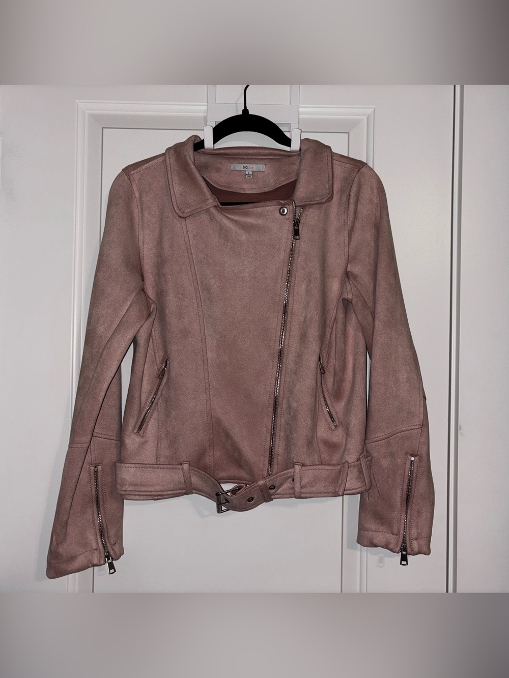 Women’s Dusty Rose Moto Jacket with Belt